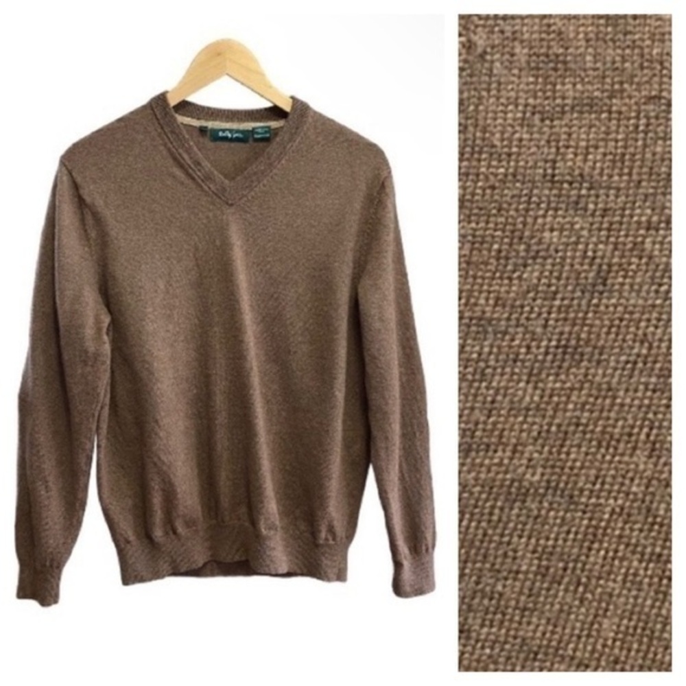 Bobby Jones Brown Merino Wool V-neck Sweater